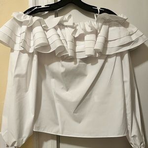 Jason Wu off-the-shoulder ruffle top white